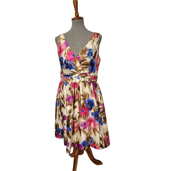 Jessica Howard 12 Floral Dress Pockets Empire Waist Zip V Neck Tea Party Wedding - Picture 1 of 9